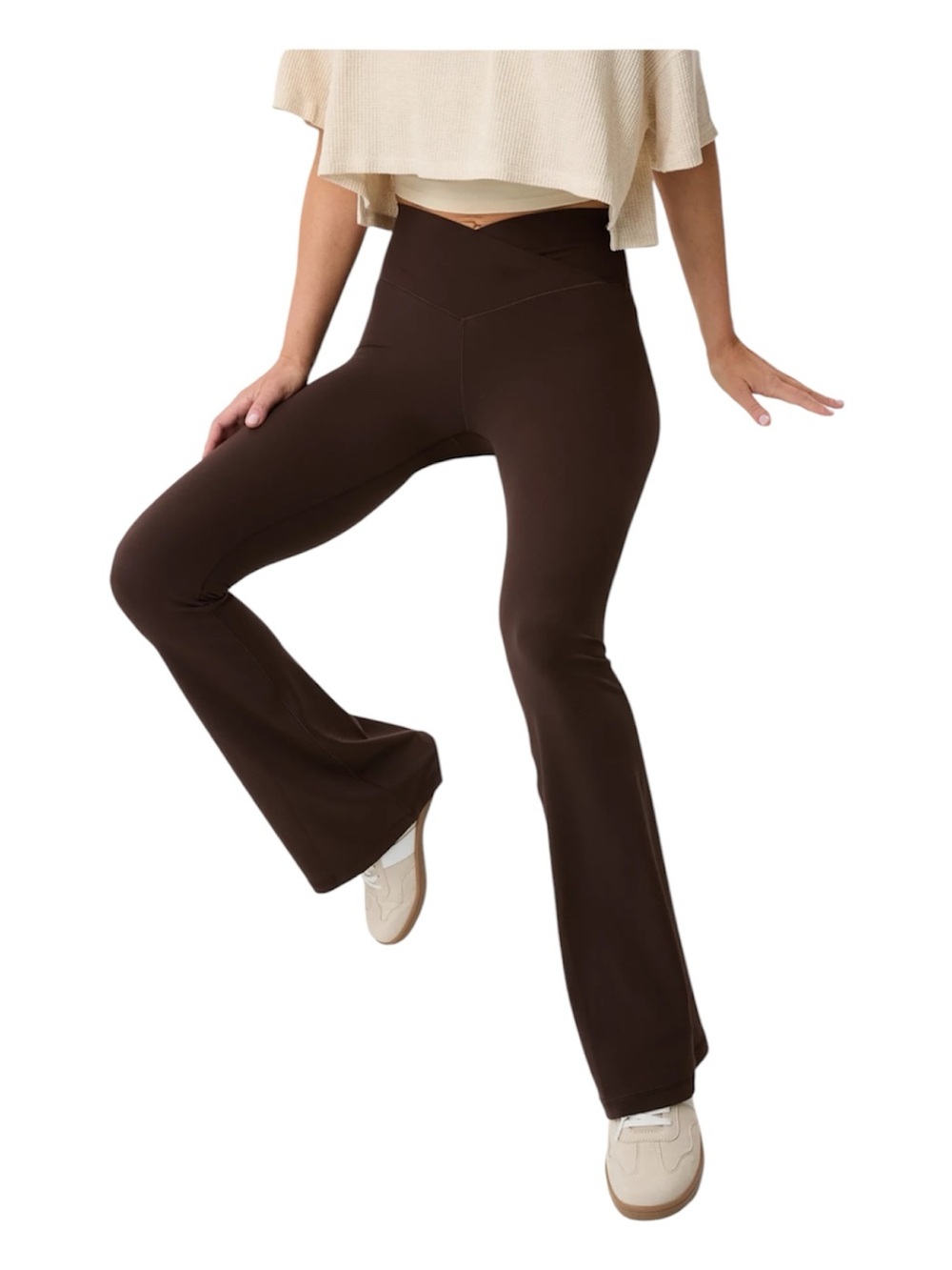 Aerie Offline Real Me Hi-Rise Flare Leggings Brown Large